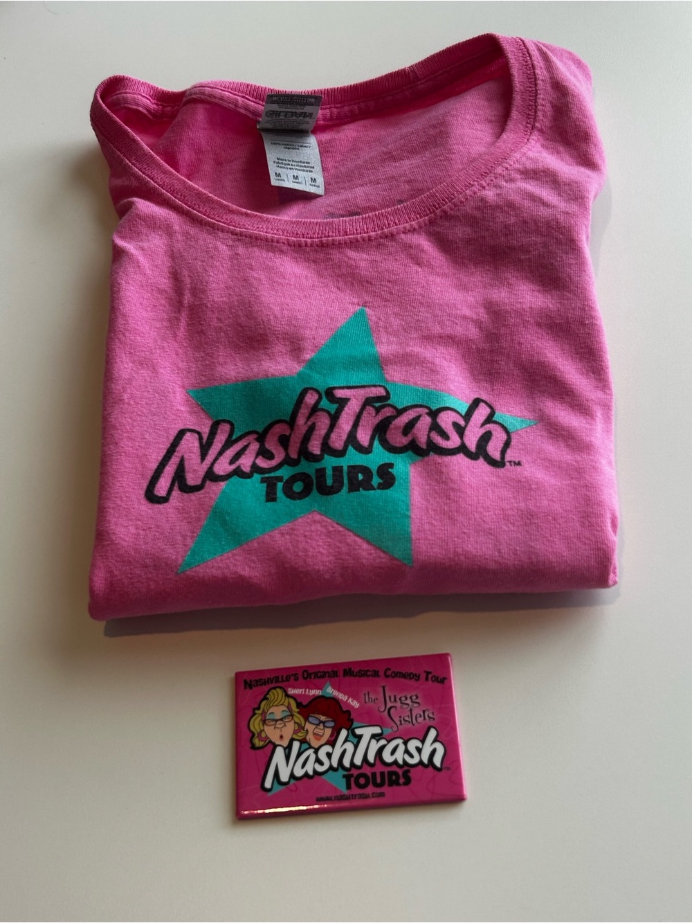 NashTrash Tours Discontinued Pink Graphic Tee & Magnet Bundle Sz M Nashville